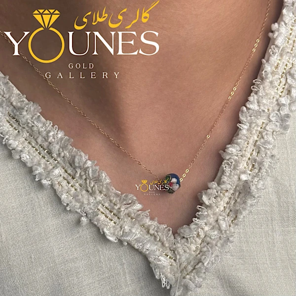 گردنبند طلا مهره ساکورا آبی گل